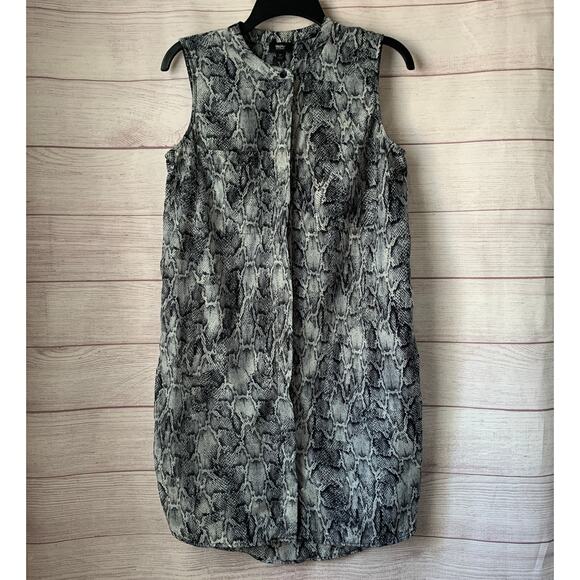 Mossimo Black White Snakeskin Pattern Sleeveless Dress Button Up Front Size S - Picture 1 of 16